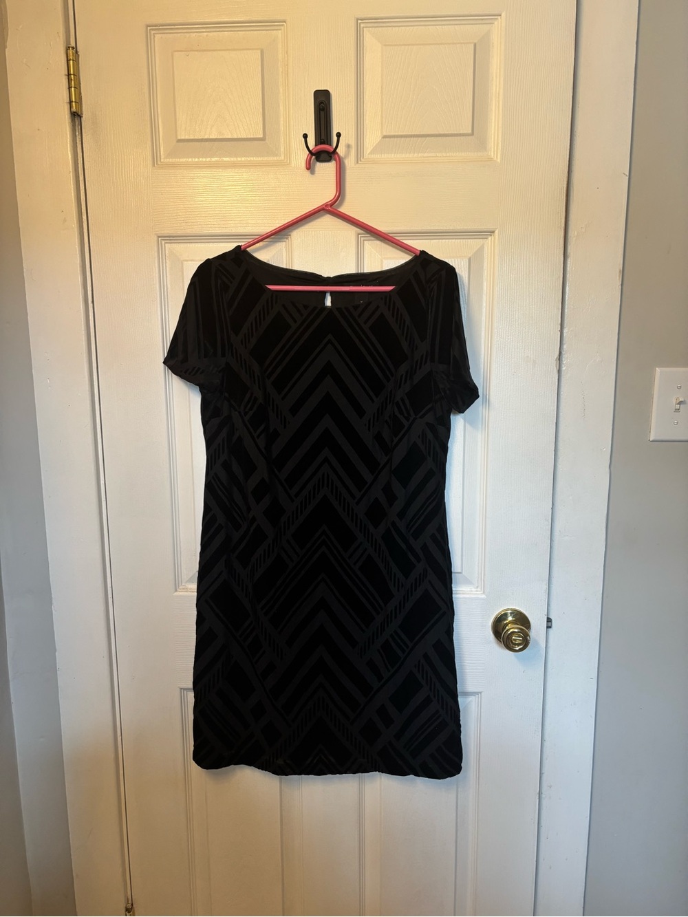White House Black Market Black Geometric Velvet Mini Dress